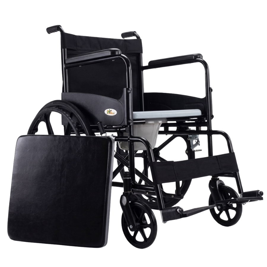 COMMODE WHEEL CHAIR POWDER COATED
